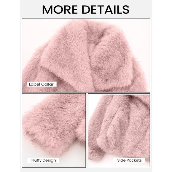 Elegant Women's Pink Cropped Faux Fur Jacket - Fluffy Warmth for Winter Outings - Picture 7 of 7
